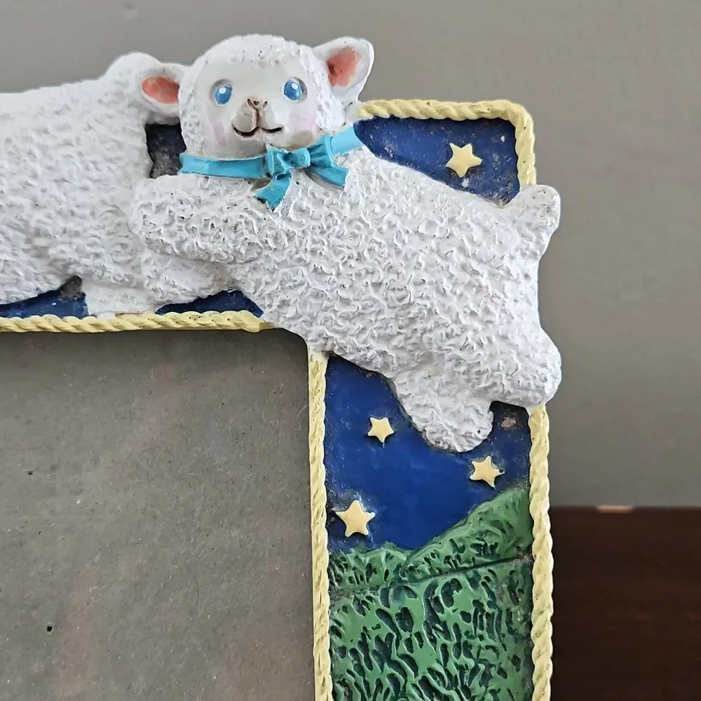 Vintage Ceramic Sheep Photo Frame